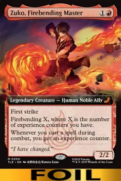 1x - Zuko, Firebending Master - FOIL EXTENDED ART #200- Avatar: Eternal - NM MTG - Image 1