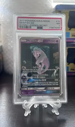 2017 POKEMON SUN & MOON SHINING LEGENDS SECRET RARE #78 MEWTWO GX PSA 7 - Image 5