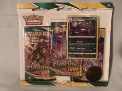 Pokemon Sword & Shield Evolving Skies 3 Pack Blister Factory Sealed Umbreon Holo - Image 1