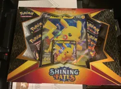 Pokemon TCG Shining Fates Pikachu V Box Collection Factory Sealed 4 Booster Pack - Image 1