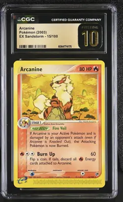 CGC 10 PRISTINE Arcanine 2003 EX Sandstorm 15/100 Pokemon Card - Image 1