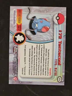 Pokemon Card Tentacool #72 Topps Chrome TV Animation Edition - Image 2