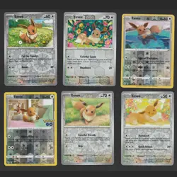 Eevee Pokemon Card Collection Set of 6 Reverse Holo Cards Cute 151 XY - Image 1
