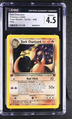 CGC 4.5 Dark Charizard 2000 Team Rocket 1st Edition 4/82 Holo Pokemon Card - Image 1