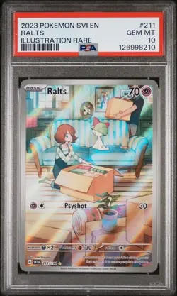 PSA 10 2023 POKEMON SVI EN-SCARLET & VIOLET #211 RALTS ILLUSTRATION RARE - Image 1