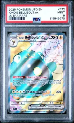 2025 POKEMON JTG EN-JOURNEY TOGETHER #183 IONO'S BELLIBOLT EX PSA 9 - Image 1