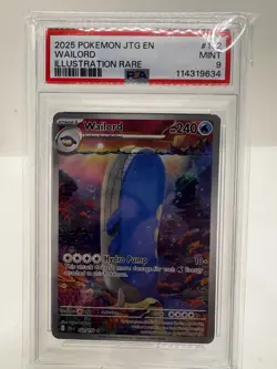 2025 POKEMON JTG EN-JOURNEY TOGETHER ILLUSTRATION RARE #162 WAILORD PSA 9 - Image 1