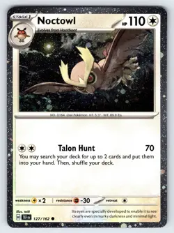 Noctowl TWO SWIRLS! 127/162 Temporal Forces Pokemon Card Cosmos Holo Promo - Nm - Image 1