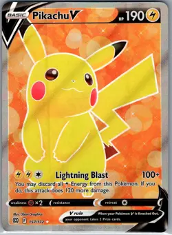 Pikachu V 157/172 SWSH09: Brilliant Stars - Pokemon Card - NM - Image 1
