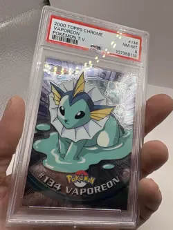 Topps 2000 Pokemon TV Animation Edition Series 3 Silver Foil VAPOREON #134 - Image 3