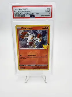 1X Scorbunny- Holo McDonald's 2021 Collection MT 9 Graded Pokemon Singles - Image 1