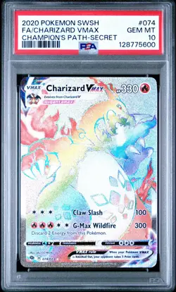 CHARIZARD VMAX PSA 10 2020 POKEMON SWORD & SHIELD CHAMPION'S PATH 074/073 SECRET - Image 1