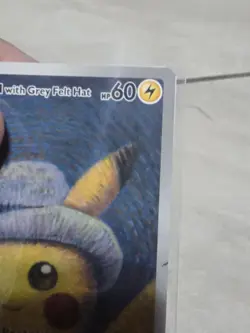 Pokemon Pikachu TCG Grey Felt Hat #085 Van Gogh Promo Card - Image 3