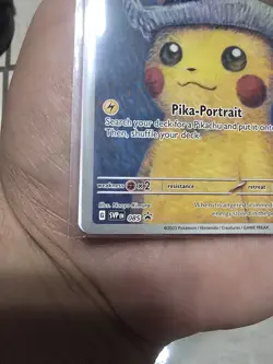 Pokemon Pikachu TCG Grey Felt Hat #085 Van Gogh Promo Card - Image 5