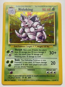 Pokemon TCG Nidoking Base Set Holo Unlimited Rare Card 11/102 LP Condition - Image 1