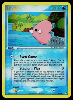Pokemon Card - Luvdisc Crystal Guardians Stamped 7/100 Holo Rare Reverse Holo - Image 1