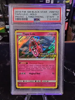 2018 Tapu Lele STAFF Prerelease SM152 PSA 9 Lost Thunder Sun Moon Promo Pokemon - Image 1