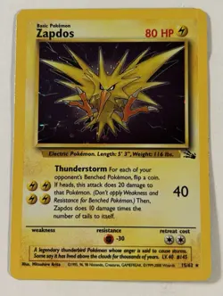 Zapdos 15/62 Fossil Holo Pokemon TCG LP - Image 1