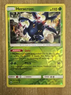 Pokemon TCG Heracross Burning Shadows 11/147 Reverse Holo Rare LP - Image 1