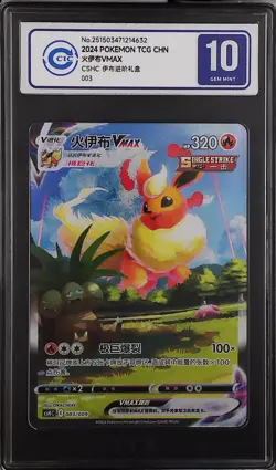 CCIC 10 Gem Mint Pokemon Flareon VMAX Promo 2024 003/009 CSHC Chinese PTCG - Image 1