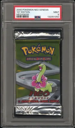 2000 POKEMON NEO GENESIS 1ST EDITION MEGANIUM Graded Pack PSA MINT 9 - Image 1