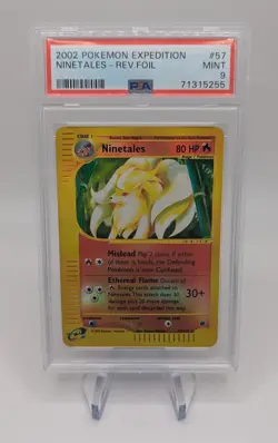 PSA 9 Mint Ninetales #57 Reverse Holo 2002 Pokemon Expedition - Image 1