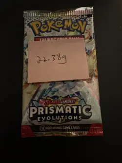 22.38g HEAVY Prismatic Evolutions Pokemon Sealed Booster Pack New - Image 4