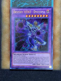 Yugioh Destiny HERO - Dystopia DESO-EN004 Secret Rare 1st Ed LP - Image 1