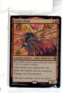 MTG SkeenAB Spider-Punk PRERELEASE PROMO FOIL from SPM. NM. - Image 1