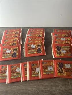 Lot of 6 unopened sealed 1996 Topps Yu-Gi-Oh 7 sticker packs - Image 1