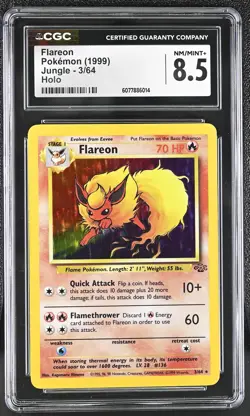 CGC 8.5 Flareon 1999 Jungle 3/64 Holo Pokemon Card - Image 1