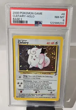 2000 Pokemon Base Set 2 CLEFAIRY- HOLO CARD # 6 PSA - 8 - Image 3