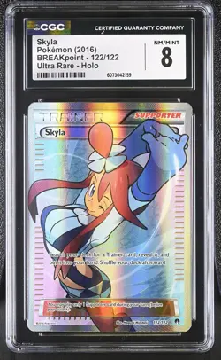 CGC 8 Skyla 2016 BREAKpoint 122/122 Ultra Rare Holo Pokemon Card - Image 1