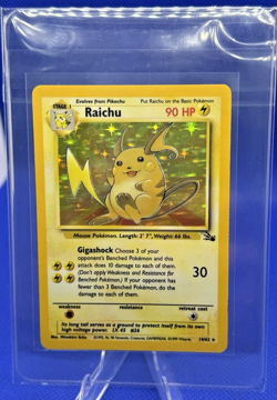 Pokemon Holo WOTC Rare Vintage 1999 Card Raichu 14/62 Fossil Set - Image 1
