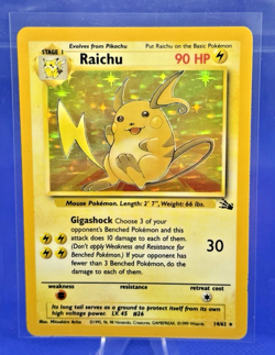 Pokemon Holo WOTC Rare Vintage 1999 Card Raichu 14/62 Fossil Set - Image 3