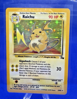 Pokemon Holo WOTC Rare Vintage 1999 Card Raichu 14/62 Fossil Set - Image 4