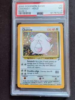 2000 SWIRL Graded Pokemon Base Set II 2 Chansey Holo 3 PSA 7 - Image 1