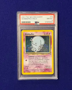 PSA 8 Wobbuffet Holo #16 W/Swirl Neo Discovery 2001 Pokemon - Image 1