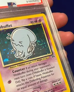 PSA 8 Wobbuffet Holo #16 W/Swirl Neo Discovery 2001 Pokemon - Image 3