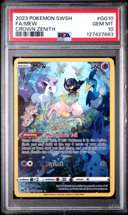 2023 POKEMON SWORD & SHIELD CROWN ZENITH #GG10 FULL ART/MEW PSA 10 - Image 1