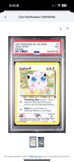 2001 Pokemon Southern Islands Jigglypuff Promo #8 Psa 7 - Image 1