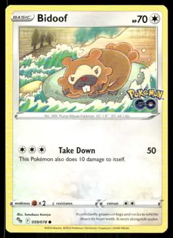 Bidoof 059/078 Pokemon Go TCG trading card - Image 1