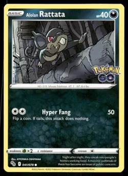 Alolan Rattata 041/078 Pokemon Go TCG trading card - Image 1