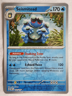 Seismitoad #052 Obsidian Flames Reverse Holo Pokemon TCG 2023 - Image 1