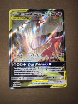 Pokemon TCG Espeon & Deoxys GX SM240 Black Star Promo Full Art Holo MINT - Image 2