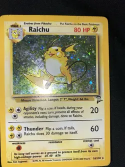 Pokemon TCG Raichu Base Set Holo Unlimited Rare Card 14/102 Wizards 1999 - Image 1