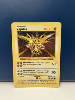 Pokemon TCG Zapdos Holo Rare Card Base Set Shadowless 16/102 MP - Image 1