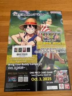 One Piece Card Game Learn Together Deck Set Promo Poster Store Exclusive 28 x20 - Image 1