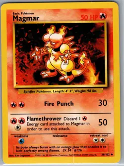 Magmar 36/102 Non Holo Base Set - Pokemon Card - LP - Image 1