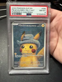 Van Gogh Pikachu PSA 8 with Grey Felt Hat 085 Sv: Scarlet & Violet Promo Cards - Image 1